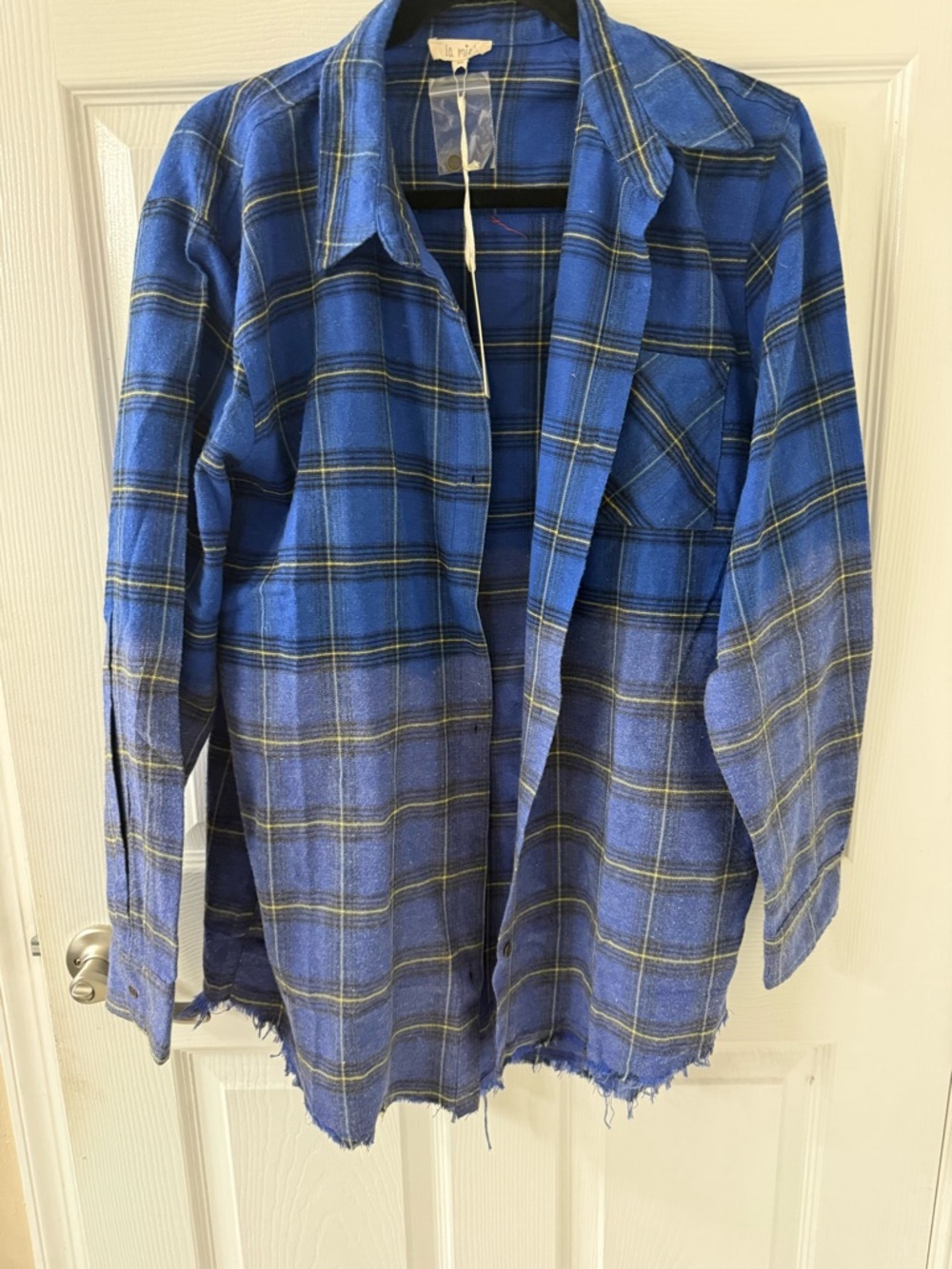 LA MIEL Blue Plaid Oversized Shacket